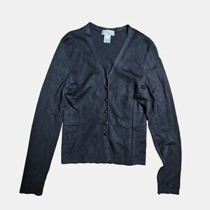 Garfield & Marks Silk Blend Ribbed Knit Cardigan Sweater‎ S Staple Quiet Luxury